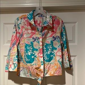 Chico’s Colorful Floral Button-Up Blouse